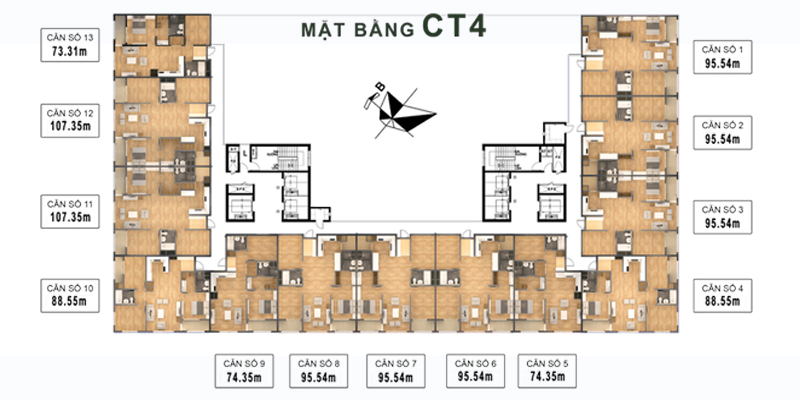 Mặt bằng CT4 Chung cư Booyoung Vina