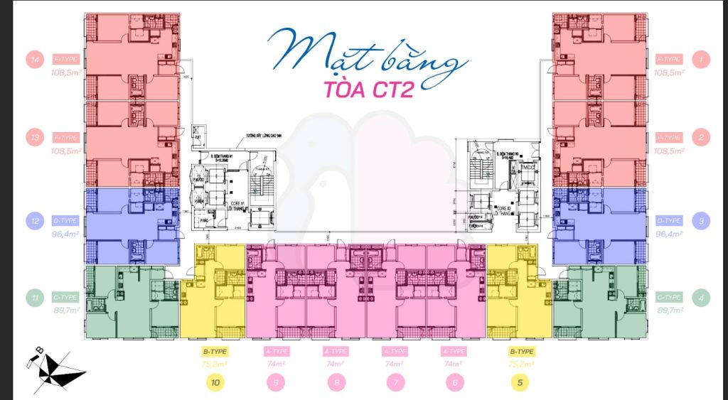 Vị trí của tòa CT2 trong tổng thể dự án Booyoung Vina