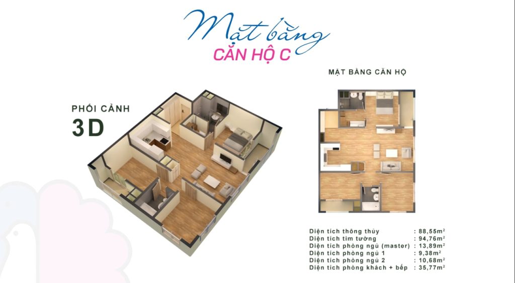 Mặt bằng căn hộ 3 ngủ